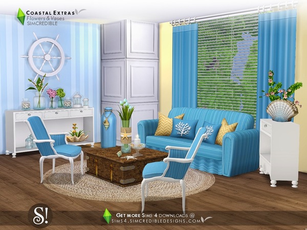 Sims 4 Coastal Extras Flowers and Vases by SIMcredible at TSR
