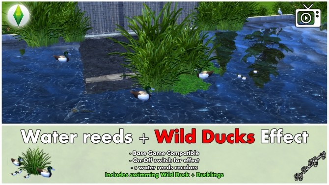 Sims 4 Water reeds + Wild Ducks & Ducklings Effect by Bakie at Mod The Sims