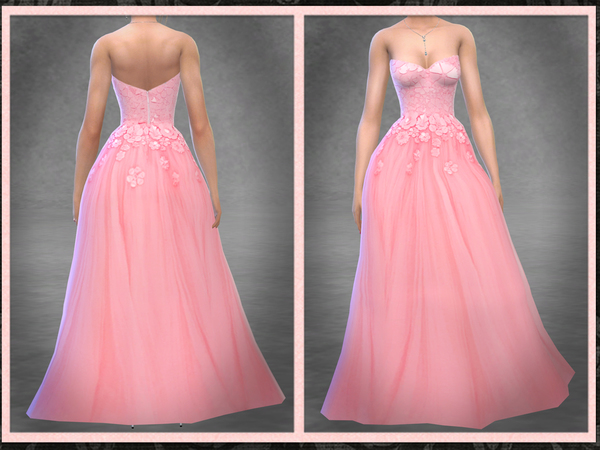 Sims 4 VR Floral Encrusted Tulle Ball Gown by Five5Cats at TSR