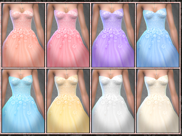 Sims 4 VR Floral Encrusted Tulle Ball Gown by Five5Cats at TSR