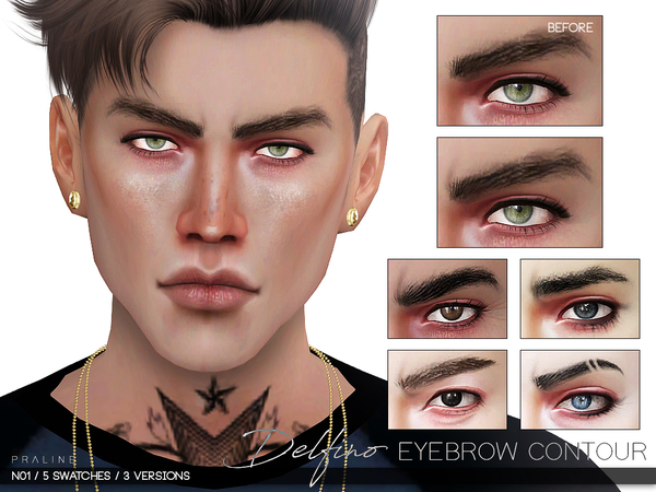 Sims 4 Delfino Eyebrow Contour N01 by Pralinesims at TSR