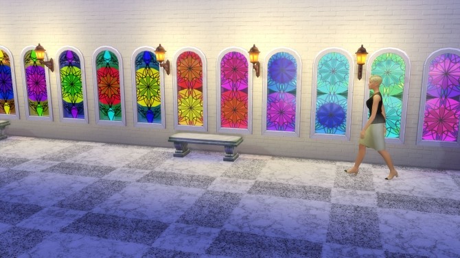 Sims 4 Stained Glass Windows with Rosettes by Snowhaze at Mod The Sims