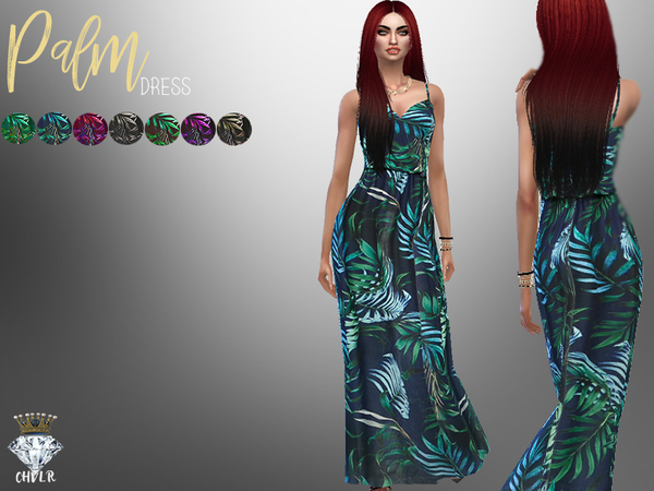 Sims 4 Palm Dress by MadameChvlr at TSR