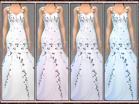Bridal Blush Floral Mermaid Gown by Five5Cats at TSR » Sims 4 Updates