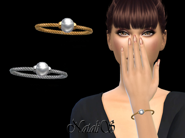 Sims 4 Pearl Accented Bangle Bracelet by NataliS at TSR