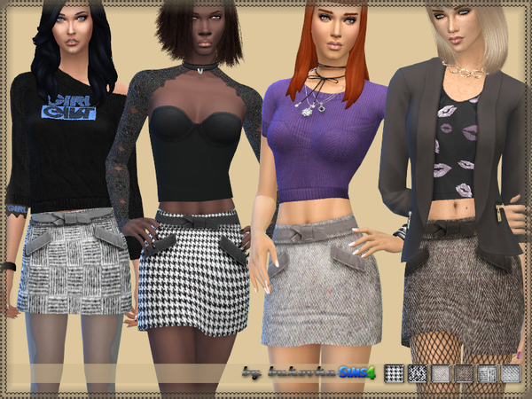 Sims 4 Tweed Skirt by bukovka at TSR