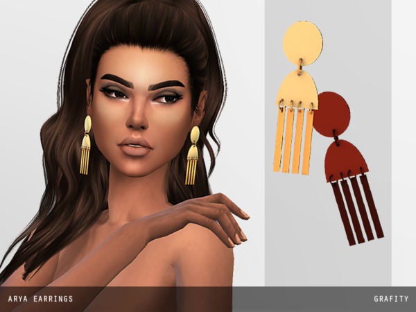 Sims 4 Arya Earrings by GrafitySims at TSR