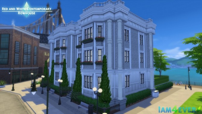 Sims 4 Red and White Contemporary Rowhouse by Iam4ever at Mod The Sims