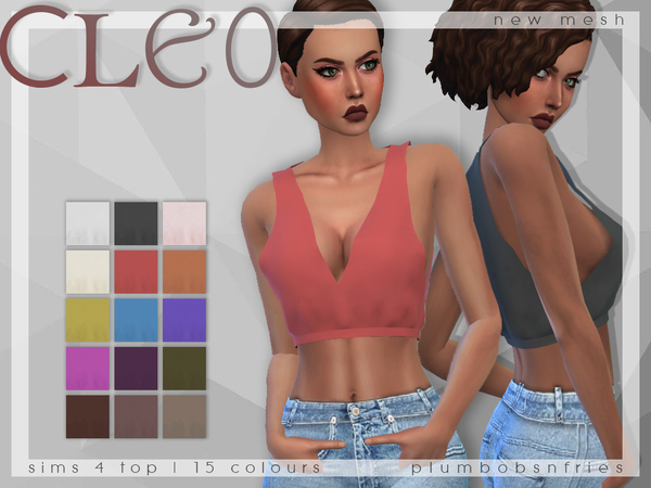 Sims 4 Cleo crop top by Plumbobs n Fries at TSR