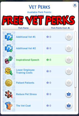 Free/Half Priced Vet Perks by Simstopics at SimsWorkshop