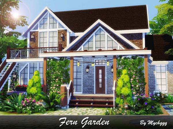 Sims 4 Fern Garden family house by MychQQQ at TSR