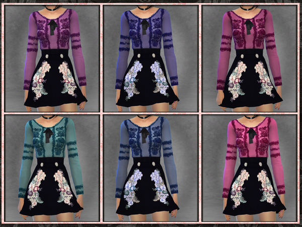 Sims 4 ZM Floral Skirt with Lace Blouse Outfit by Five5Cats at TSR
