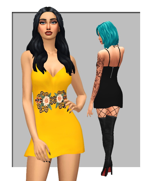Sims 4 Floral Patched Cami Dress at Kass