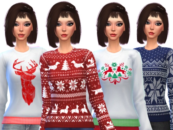 Sims 4 Ugly Christmas Sweaters by Wicked Kittie at TSR
