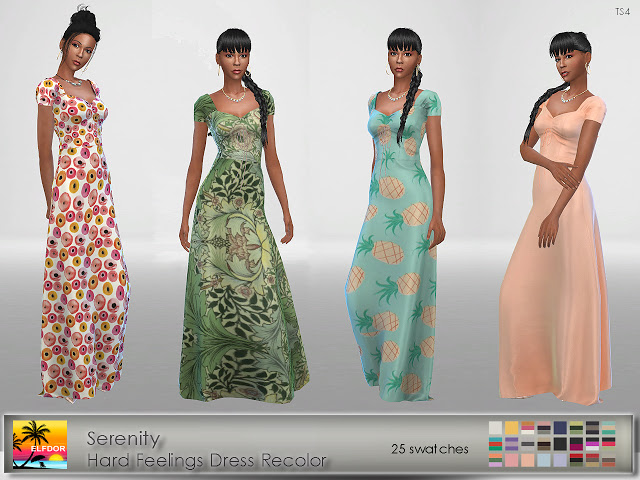 Sims 4 Serenity Hard Feelings Dress Recolor at Elfdor Sims