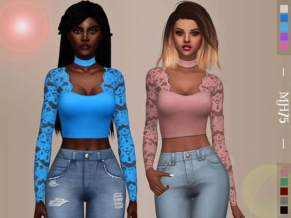 Sims 4 Maisie Lace Tops by Margeh 75 at TSR