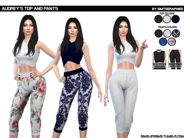 Sims 4 Audreys Top & Pants by simtographies at TSR