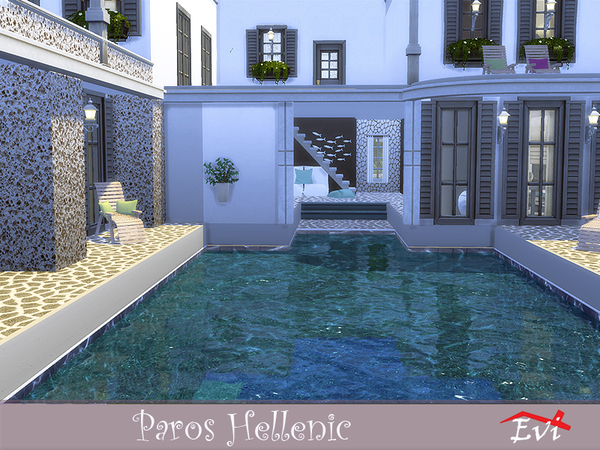 Sims 4 Paros Hellenic typical Greek Islands house by evi at TSR