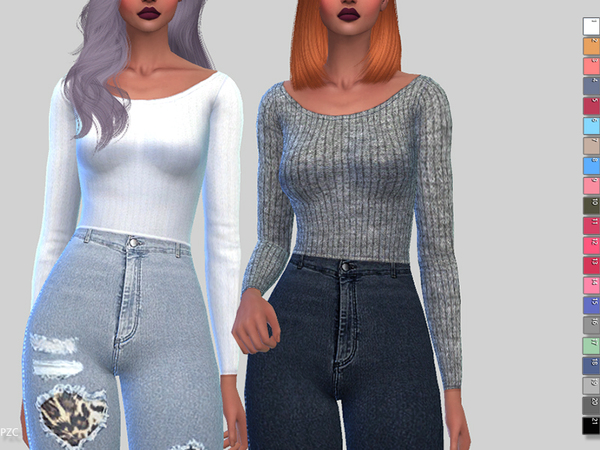 Sims 4 Winter Soft Ribbed Sweater by Pinkzombiecupcakes at TSR