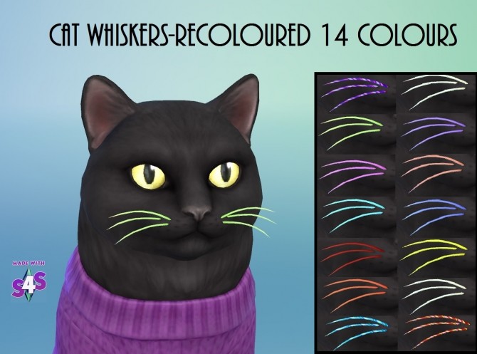 Sims 4 Cat Whiskers 14 Colours by wendy35pearly at Mod The Sims