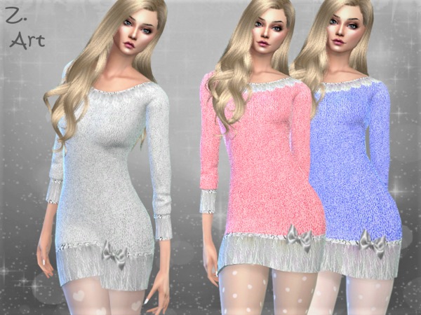 Sims 4 Winter CollectZ 03 cuddly mini dress by Zuckerschnute20 at TSR