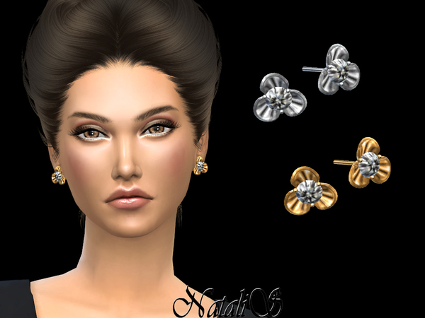 Sims 4 Diamond flower earrings by NataliS at TSR