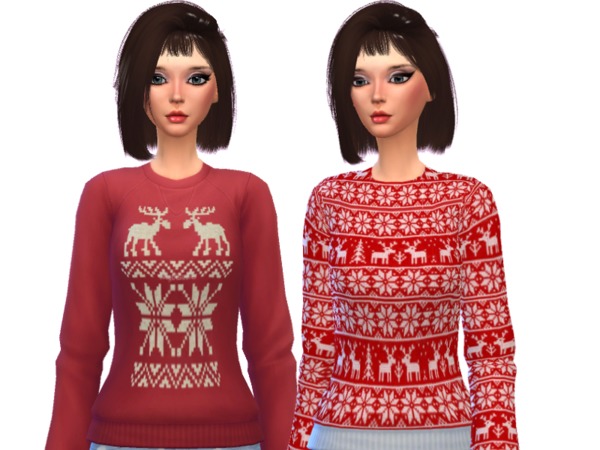 Sims 4 Ugly Christmas Sweaters by Wicked Kittie at TSR