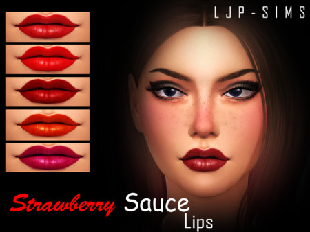 Strawberry Sauce Lips by LJP-Sims at TSR