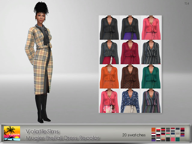 Sims 4 VolatileSims Pre Fall Shirt Dress Recolor at Elfdor Sims