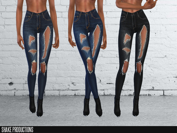 Sims 4 9 ripped skinny jeans by ShakeProductions at TSR