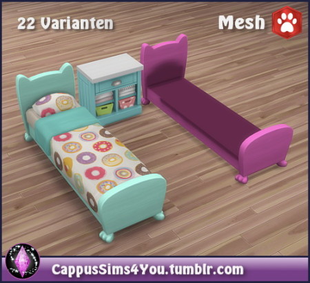 Bed frame Mr. Wuff & Mrs. Miau at CappusSims4You