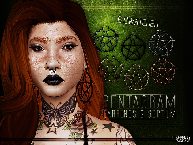 Sims 4 Pentagram Septum & Earrings at Blahberry Pancake
