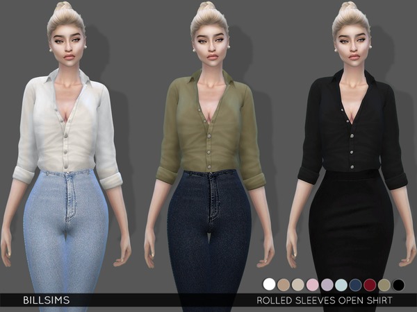 Sims 4 Rolled Sleeves Open Shirt by Bill Sims at TSR
