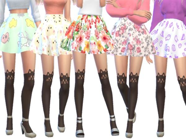 Sims 4 Pastel Gothic Skirts Pack Five by Wicked Kittie at TSR