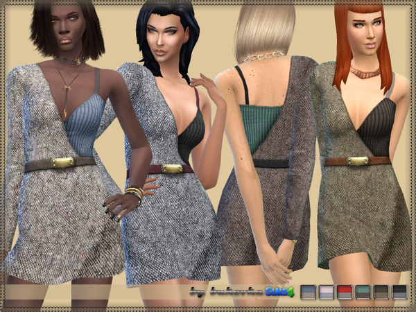 Sims 4 Dress One Sleeve by bukovka at TSR