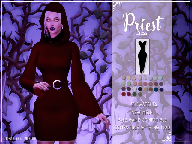 Sims 4 PRIEST DRESS by Liseth Barquero at BlueRose Sims