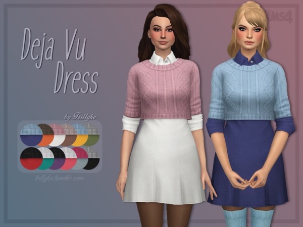 Sims 4 Deja Vu Dress by Trillyke at TSR