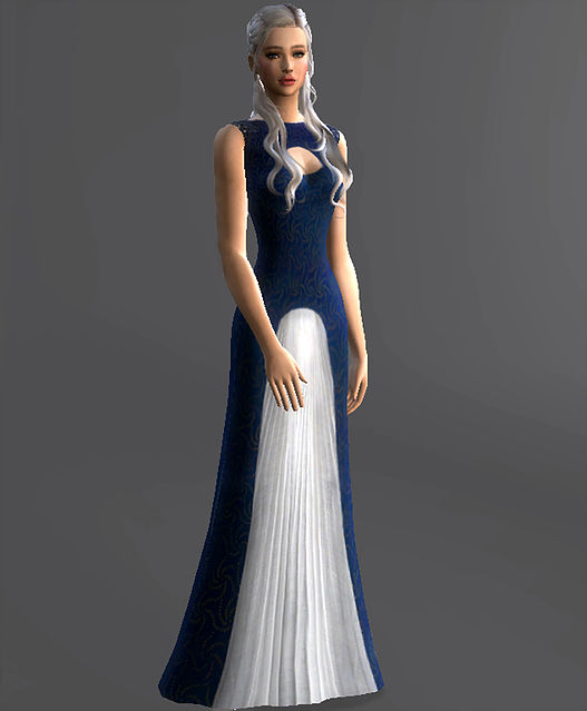 Sims 4 Blue Cutout Dress Daenerys Targaryen at Magnolian Farewell