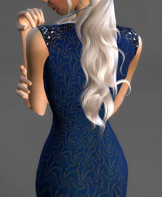 Sims 4 Blue Cutout Dress Daenerys Targaryen at Magnolian Farewell