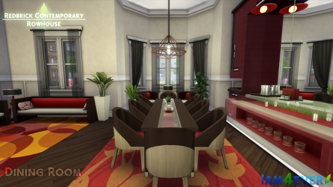 Sims 4 Contemporary Redbrick Rowhouse by Iam4ever at Mod The Sims