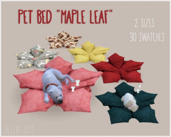 Sims 4 Maple Leaf Pet Bed at Helen Sims