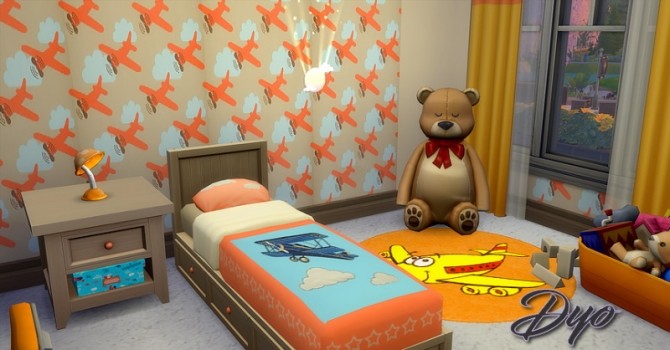 Sims 4 Child bedroom NSBC orange by Dyokabb at Les Sims4