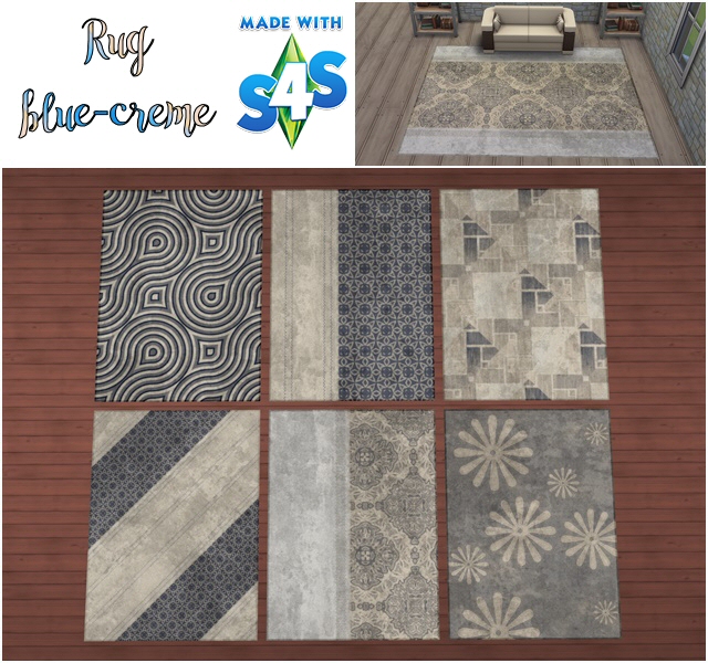 Sims 4 Blue creme rugs by Meryane at Beauty Sims