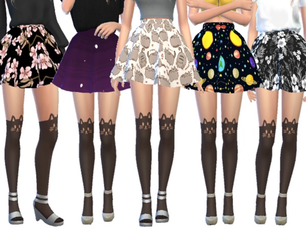 Sims 4 Pastel Gothic Skirts Pack Five by Wicked Kittie at TSR