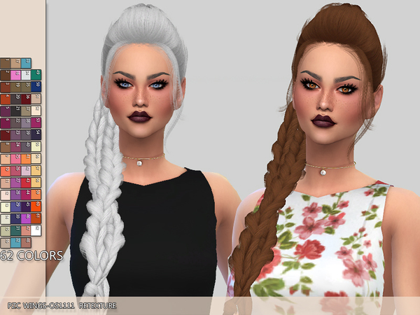 Sims 4 PZC Wings OS1111F hair retexture by Pinkzombiecupcakes at TSR
