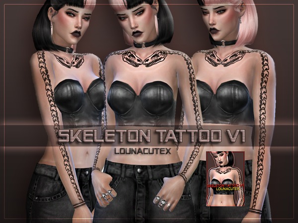 Sims 4 Skeleton Tattoo V1 by Louna at TSR