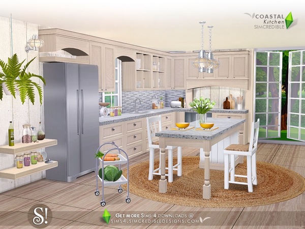 Sims 4 Coastal Kitchen by SIMcredible at TSR