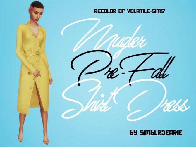 Sims 4 Volatile Sims’ Pre Fall Shirt Dress RECOLOR at Meraki – simblrdearie