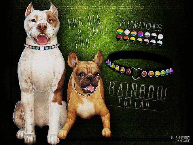 Sims 4 Rainbow collar for dogs at Blahberry Pancake