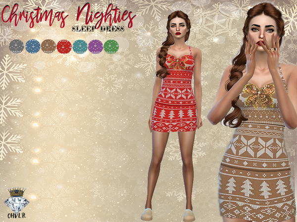 Sims 4 Christmas Nighties by MadameChvlr at TSR
